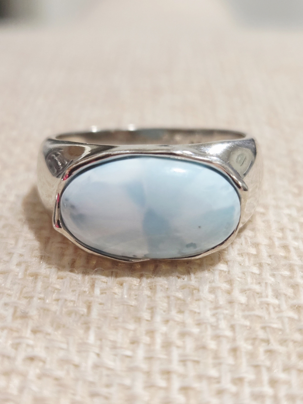 Sterling Silver Larimar Oval Ring - Light Blue~ Size 9
